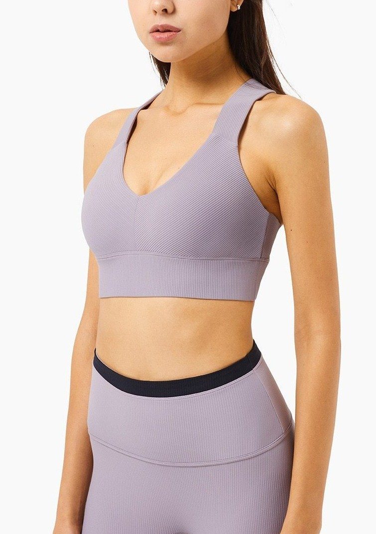 Ribbed Criss Cross Top Sports Bras Truetights Purple S