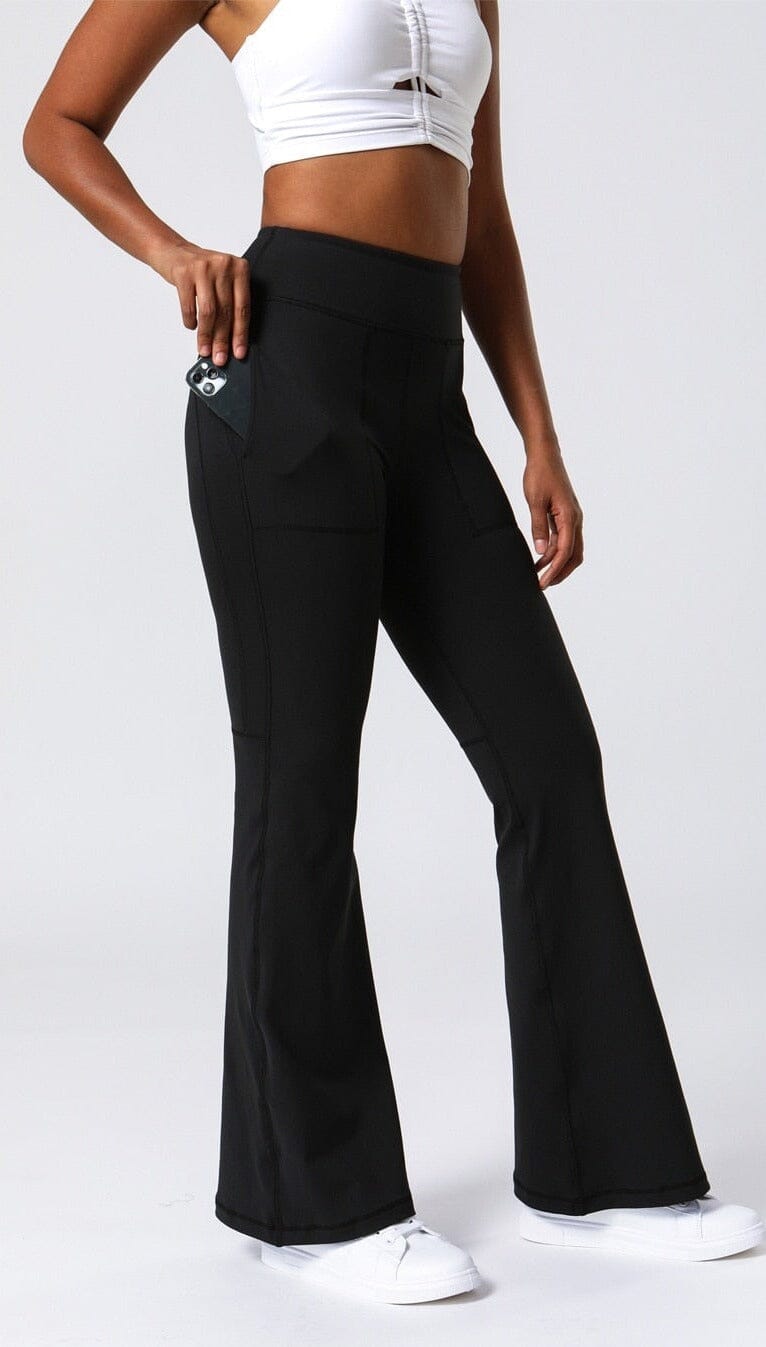 Flare Pocket Bell-bottoms Activewear Truetights Black S