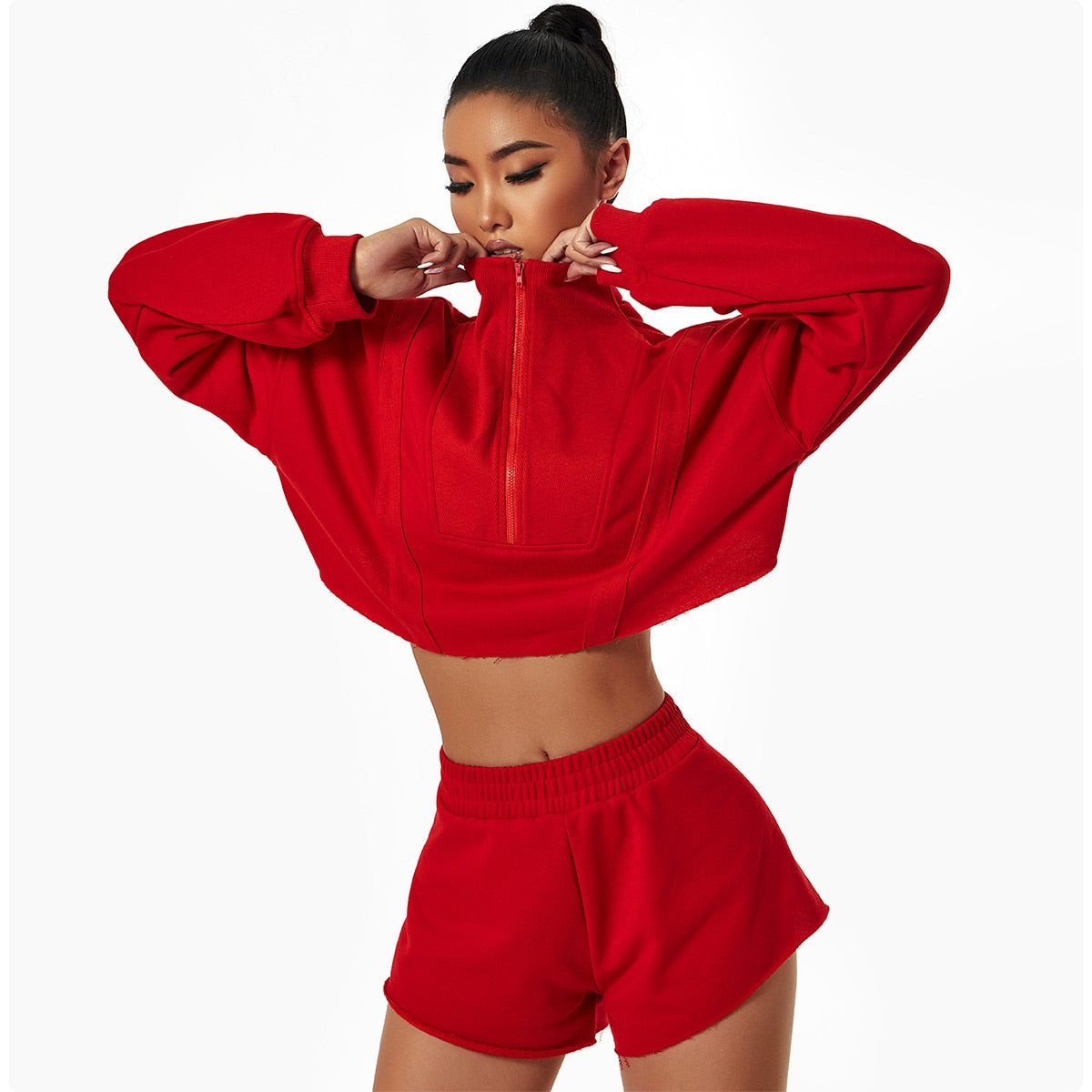 Autumn Gym Crop Top Activewear Truetights Lava Red S - 8