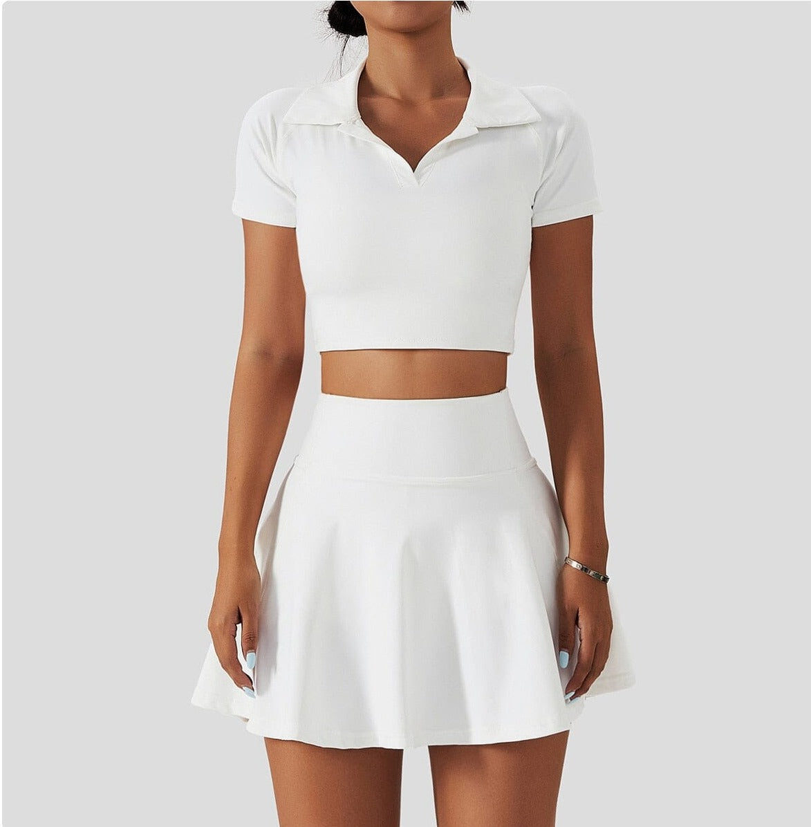 Collared Tennis Gym Set Activewear Truetights Swan White S