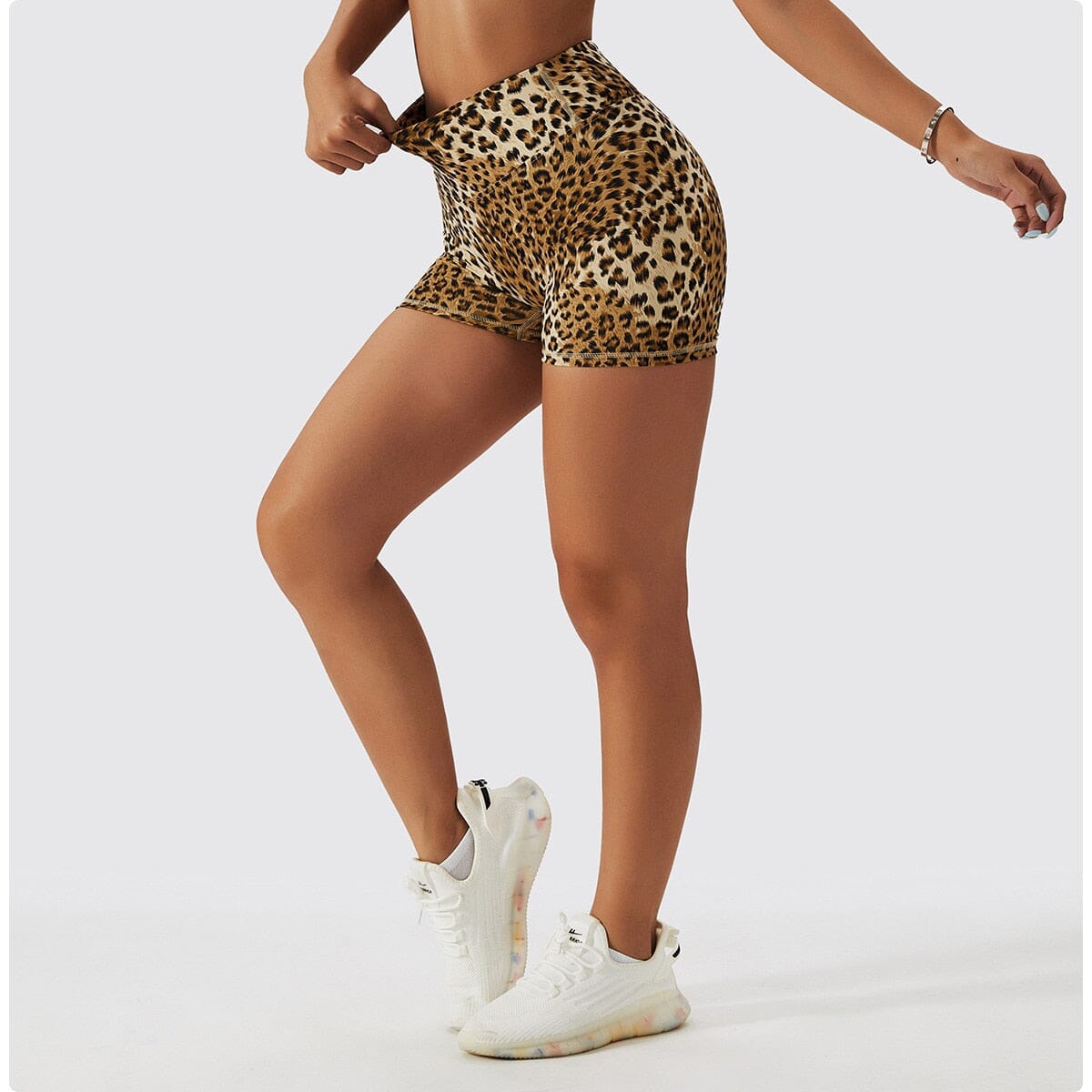 Chic Leopard Shorts Activewear Truetights Brown-Yellow S