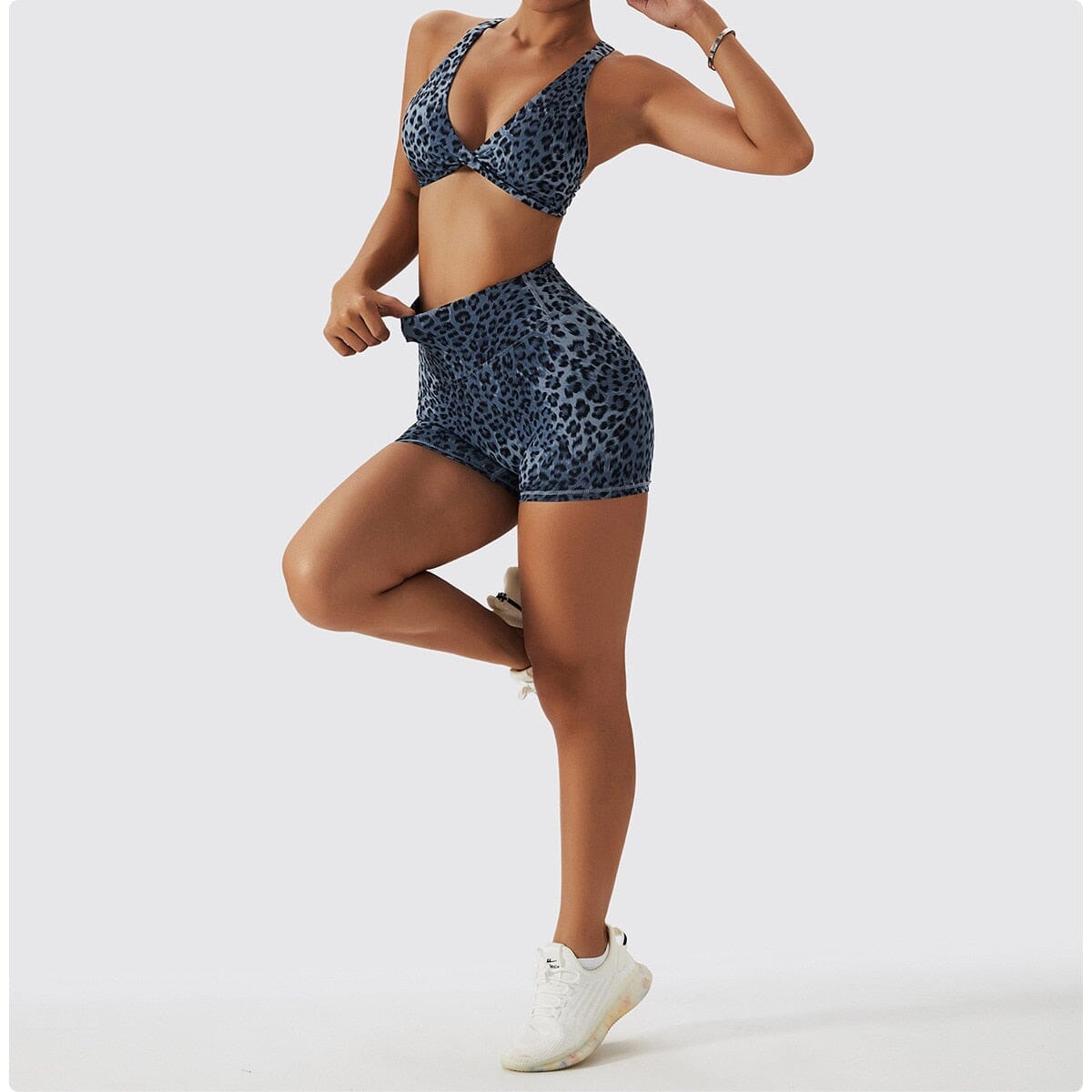 Chic Leopard Shorts Activewear Truetights Dark Blue S