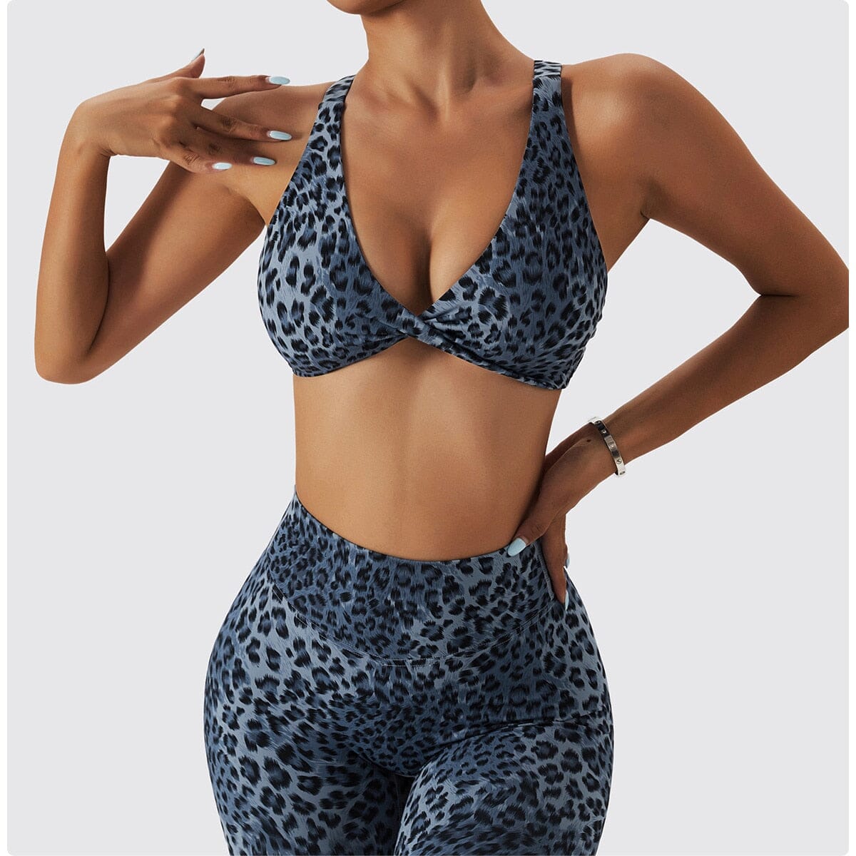 Chic Leopard Push-up Bra Activewear Truetights Indigo Blue S