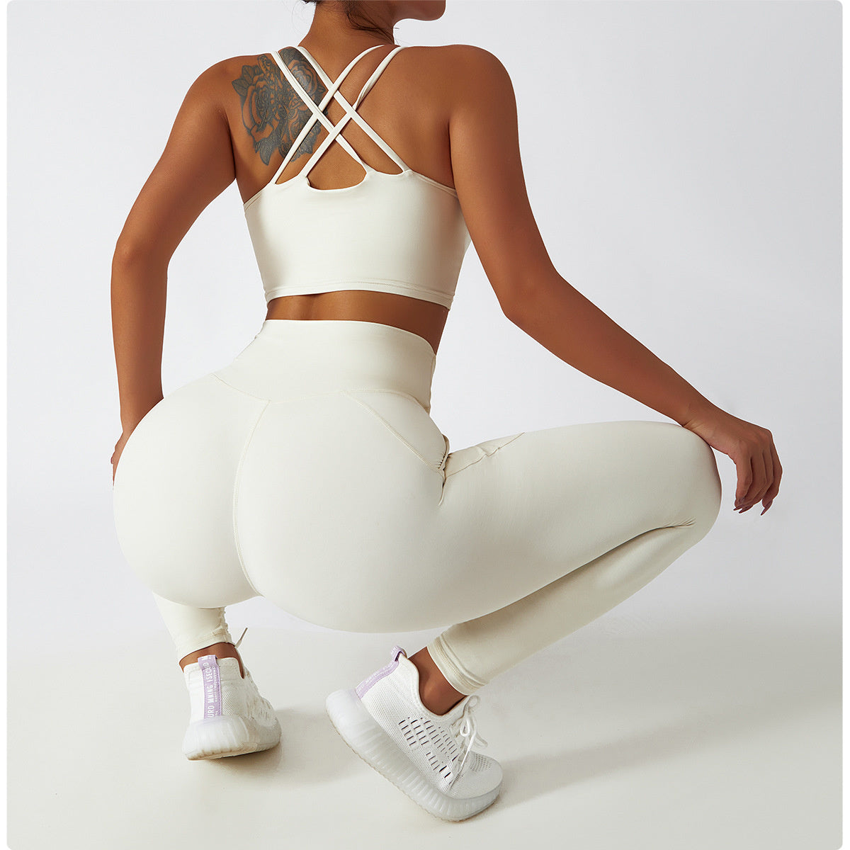 Sustainable Pocket Leggings Fitness Leggings Truetights Cream Apricot S