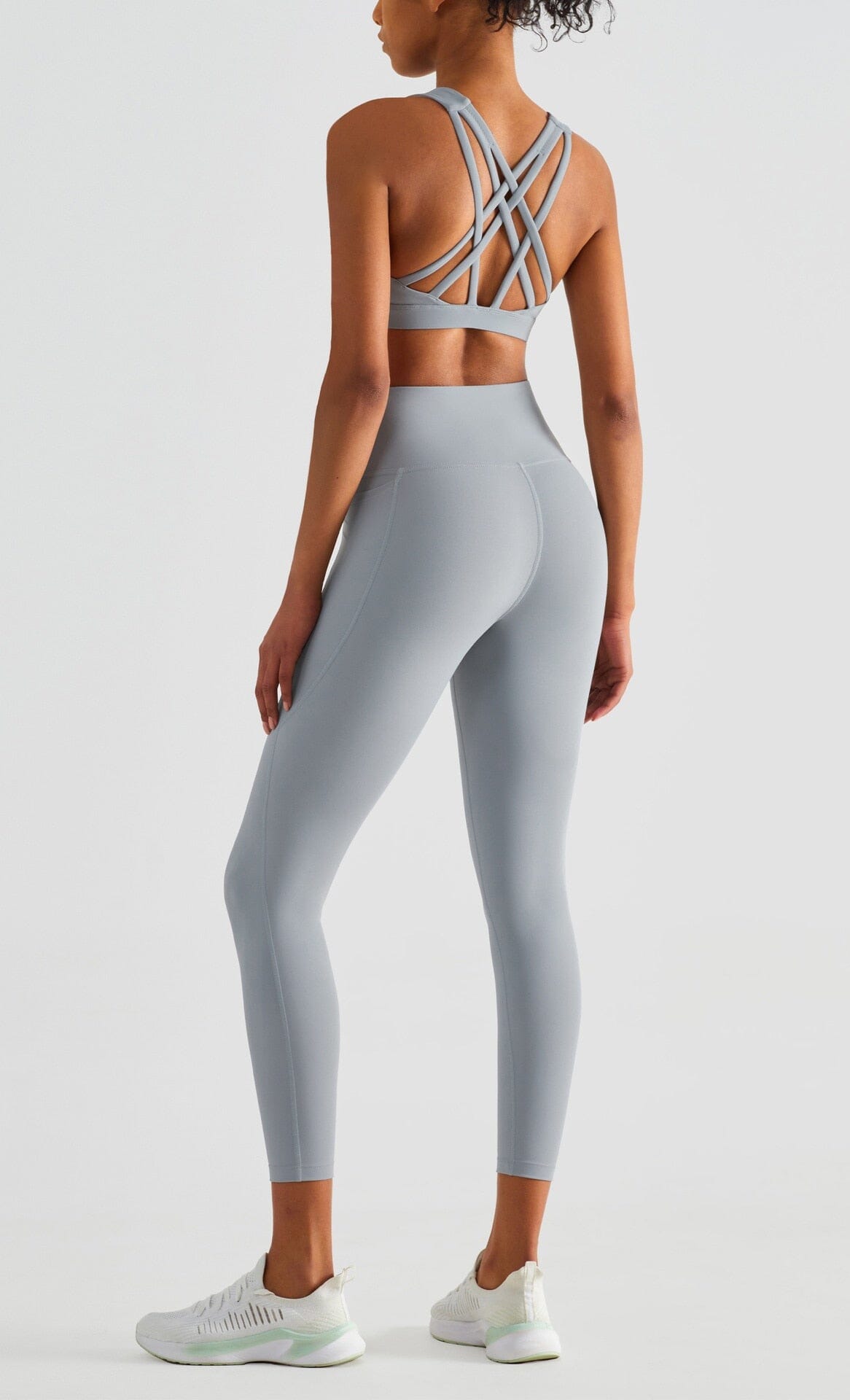 Multi-Cross Back Puff Bra Activewear Truetights Rhino Grey S