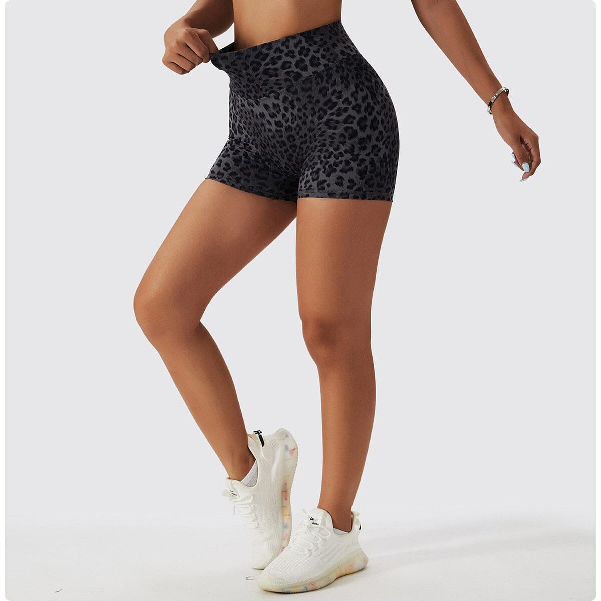 Chic Leopard Shorts Activewear Truetights Gray S