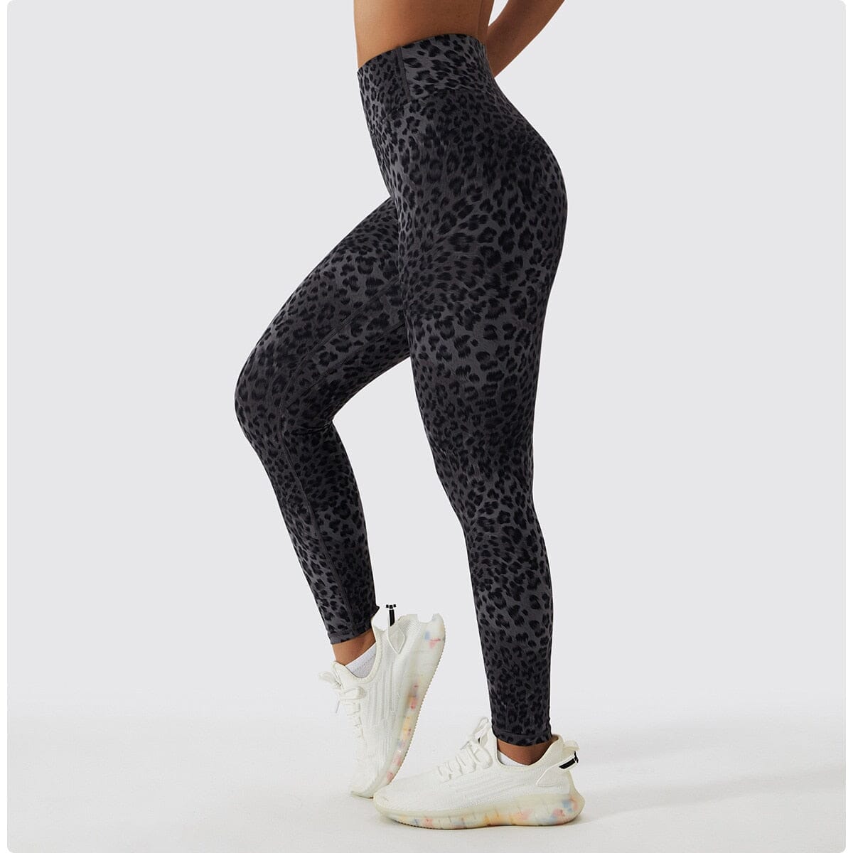 Chic Leopard Leggings Activewear Truetights Gray S