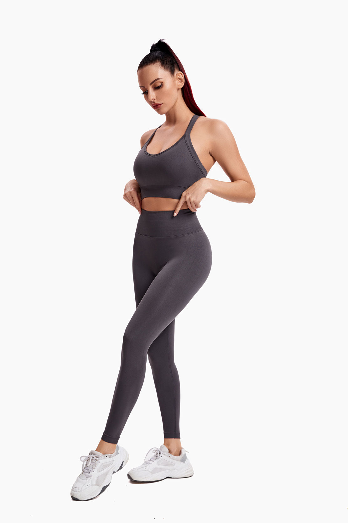 HIIT Seamless Sportswear Sets Truetights Slate Grey S