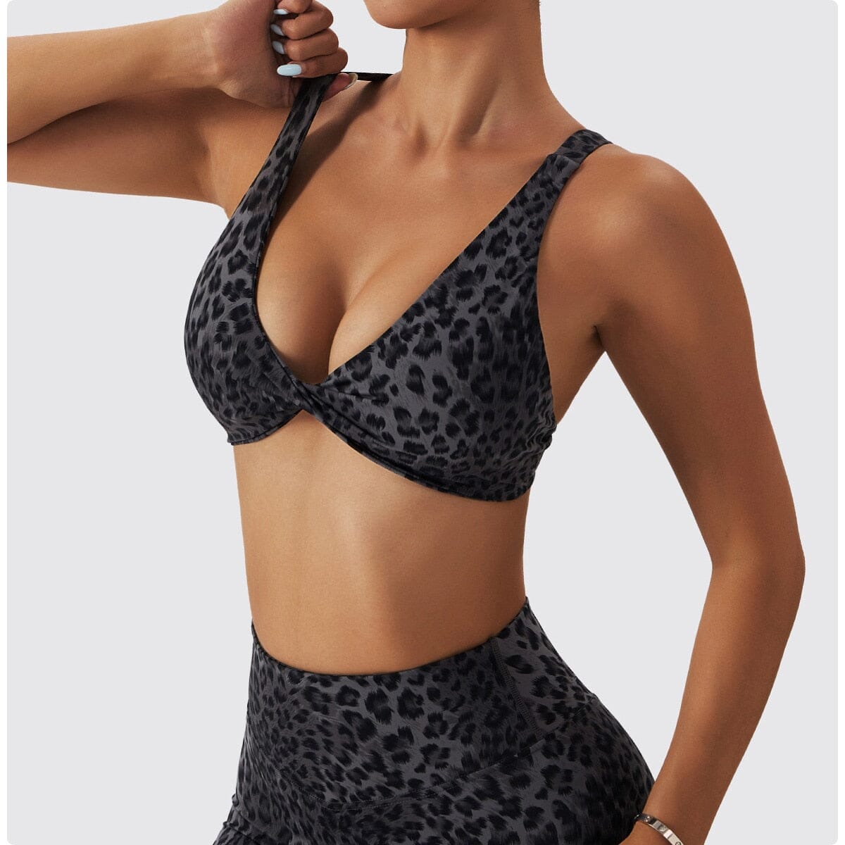 Chic Leopard Push-up Bra Activewear Truetights Volcanic Grey S