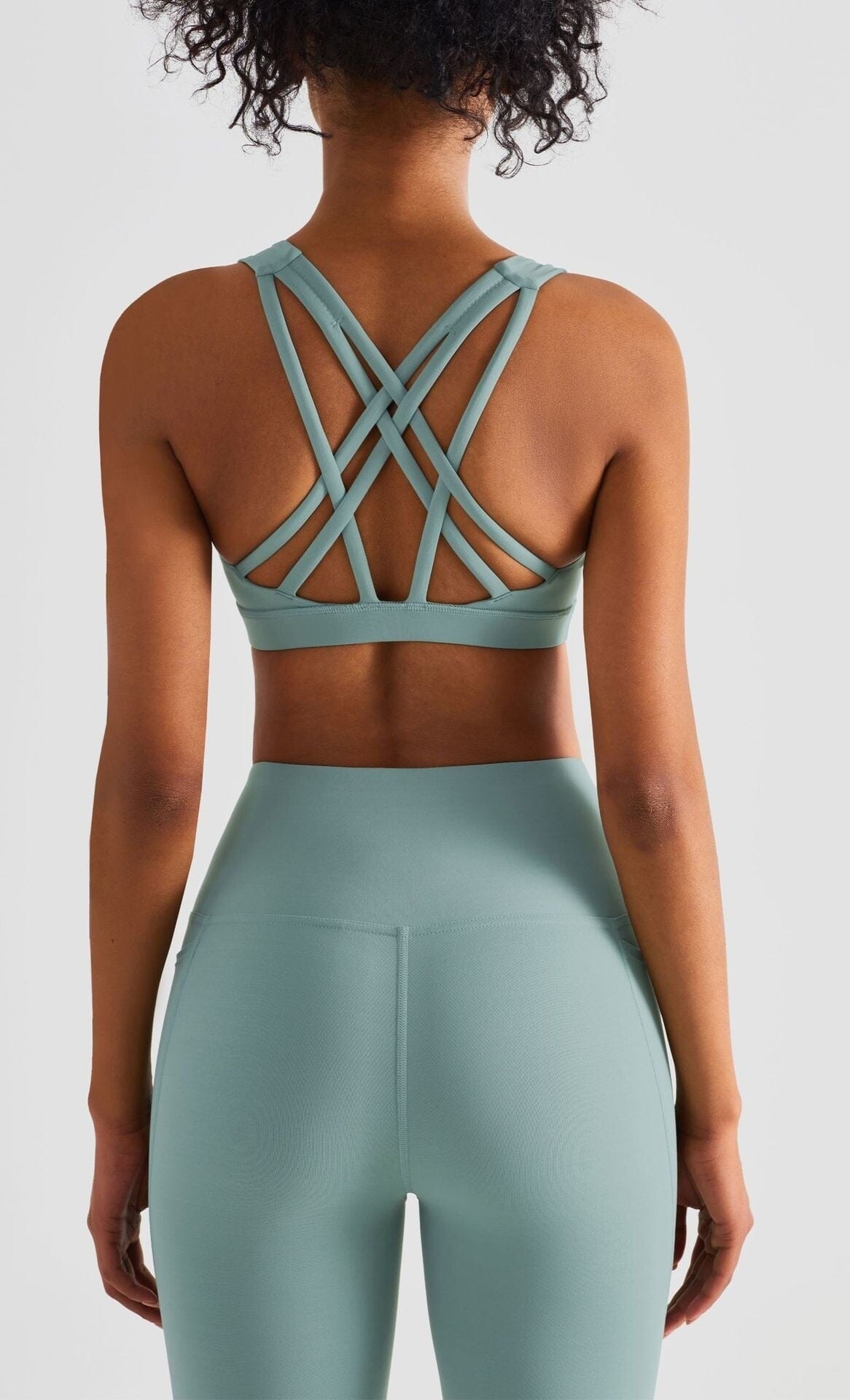 Multi-Cross Back Puff Bra Activewear Truetights Tidewater Teal S