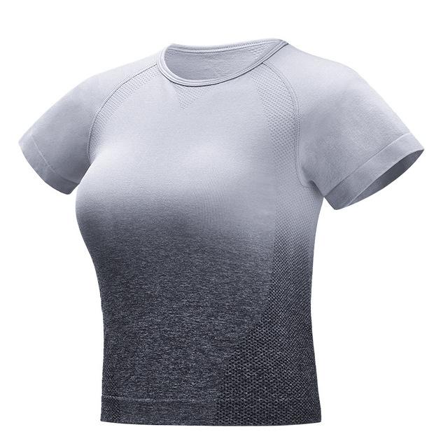 Short Sleeve Ombre Top Sports Bra Truetights Gray S 