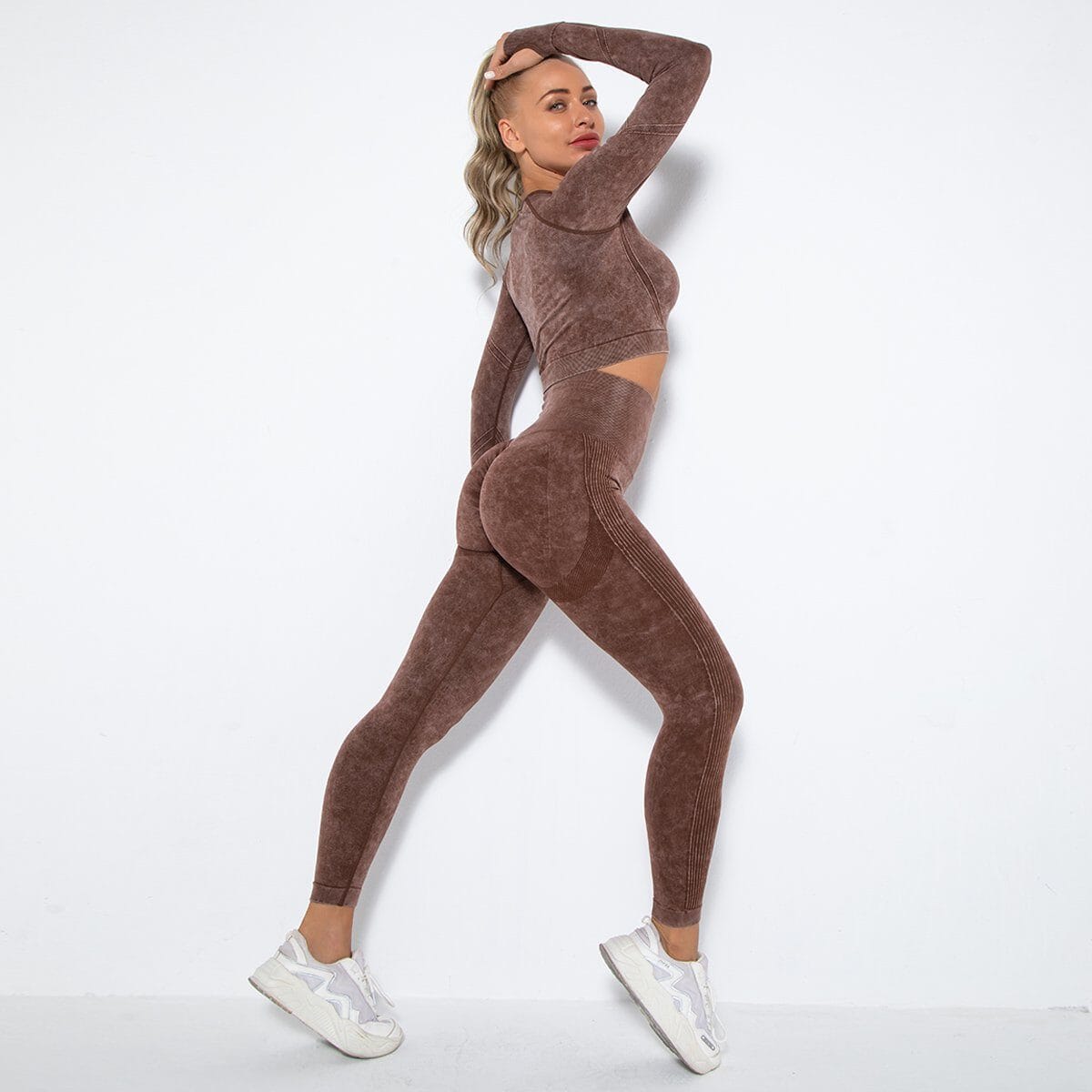 Feather Yoga Set - Leggings + Top Sets Starlethics Brown Quincy S 