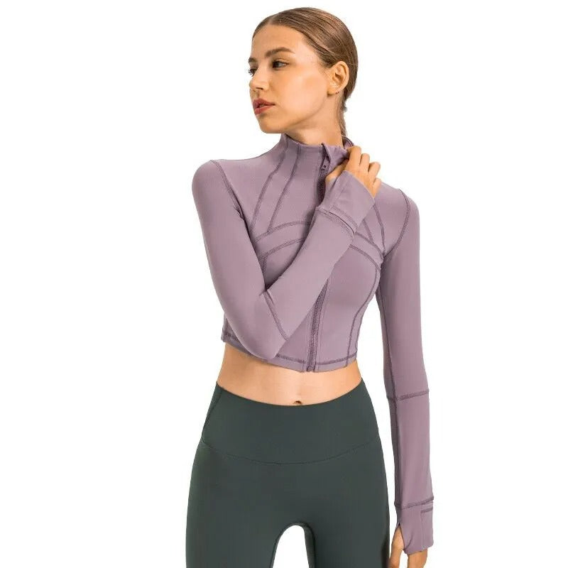 Flowline Zip-Up Cropped Jacket – Model View 2 | Starlethics Activewear
