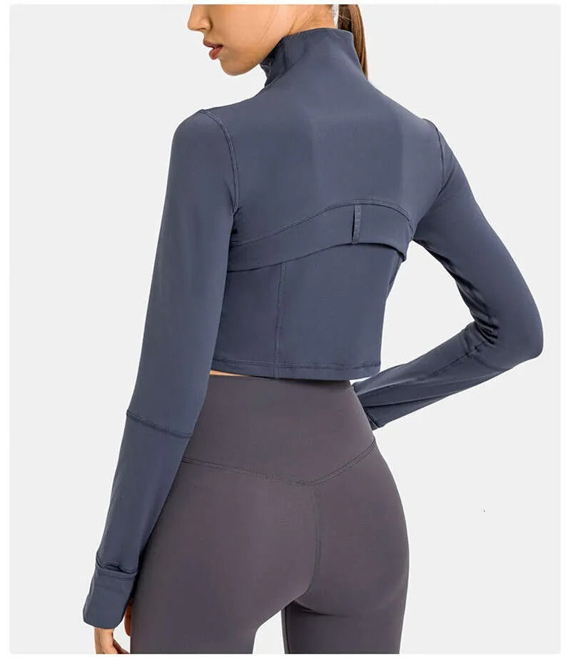 Flowline Zip-Up Cropped Jacket – Model View 8 | Starlethics Activewear