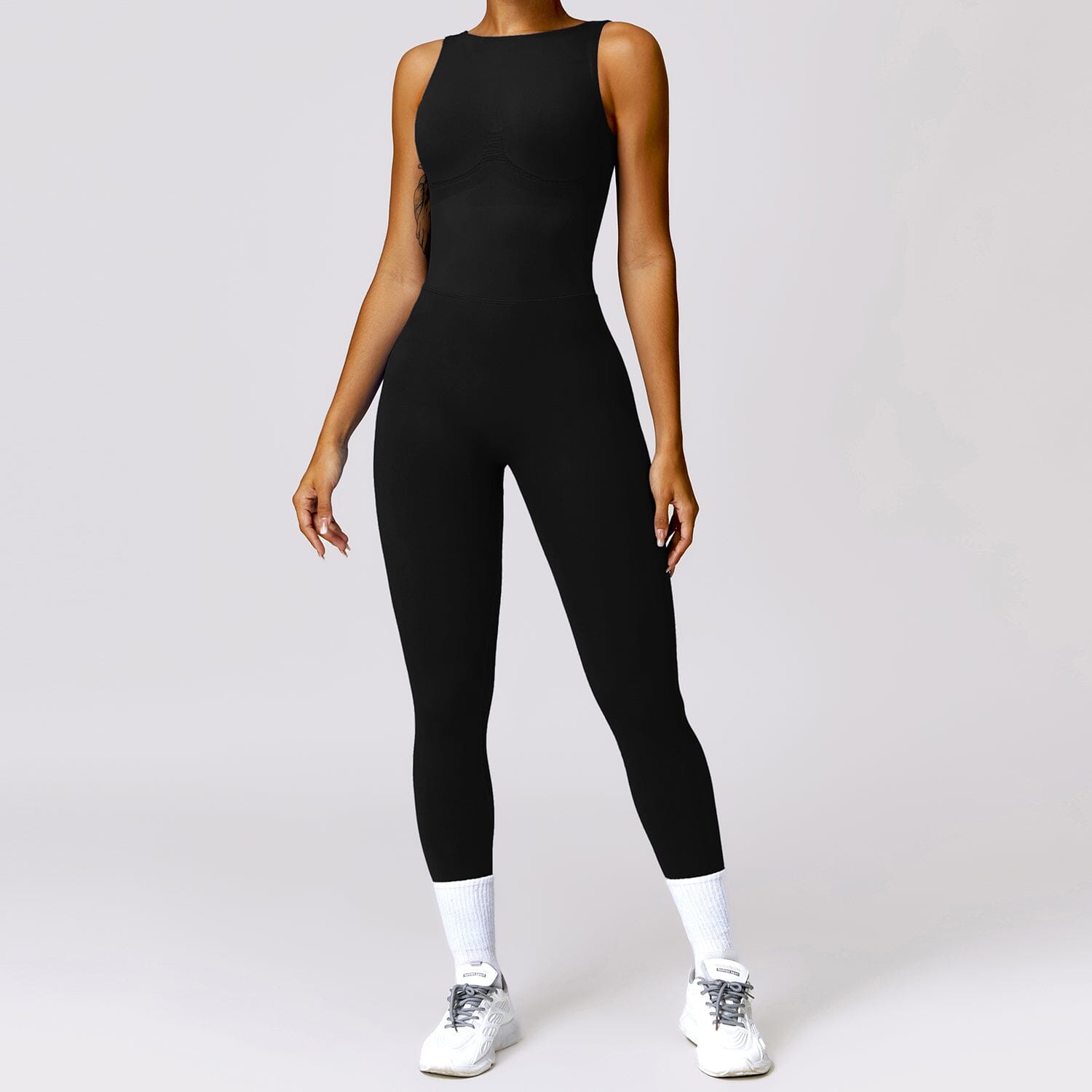 Elated Seamless V-Back Jumpsuit Jumpsuit Starlethics Black S 