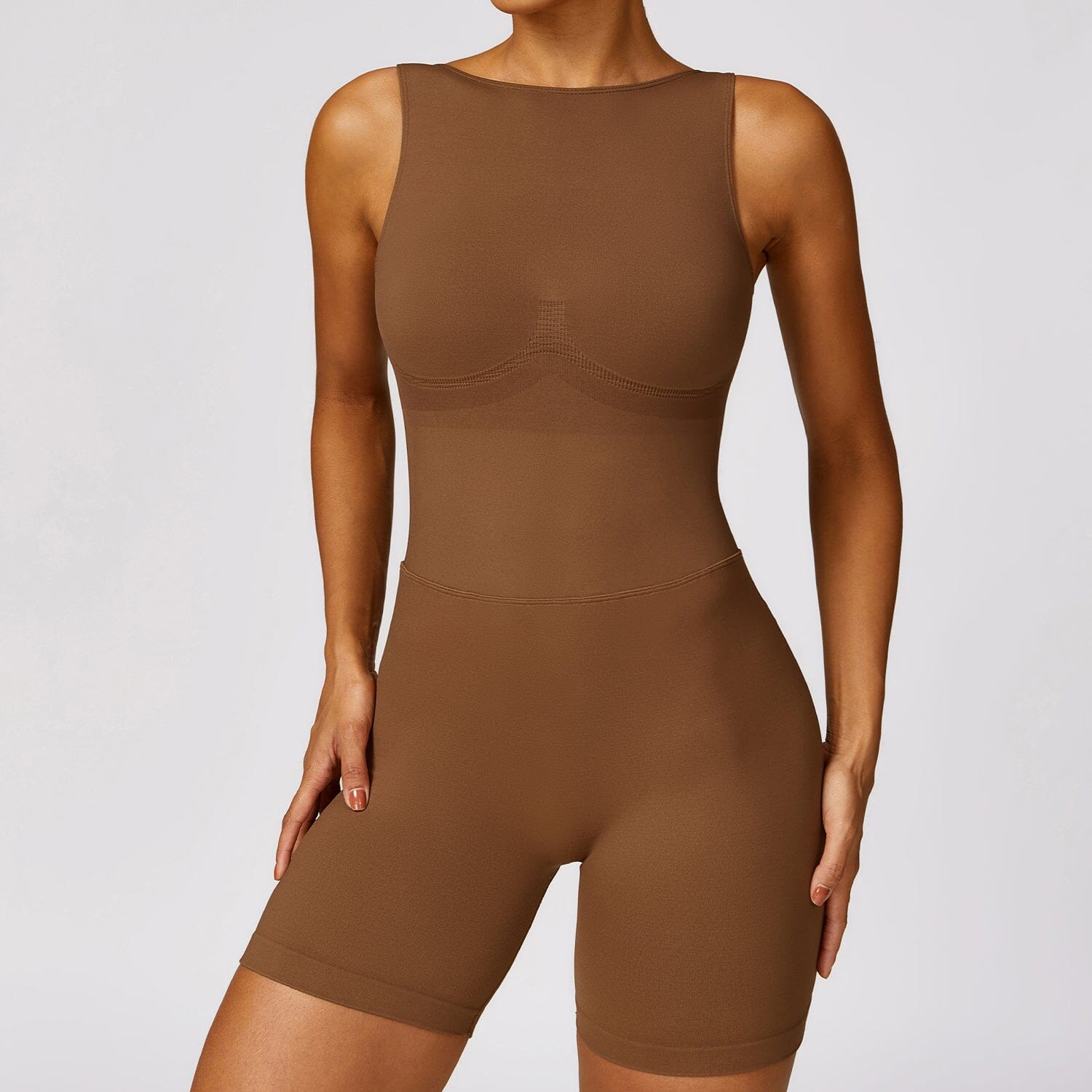 Charmed Seamless V-Back Jumpsuit Jumpsuit Starlethics Birch Brown S 