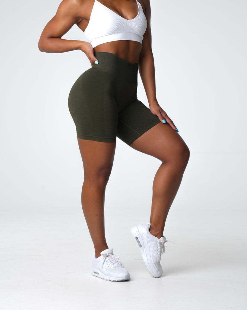Giggly Seamless Yoga Shorts Leggings Starlethics Olive Green XS 