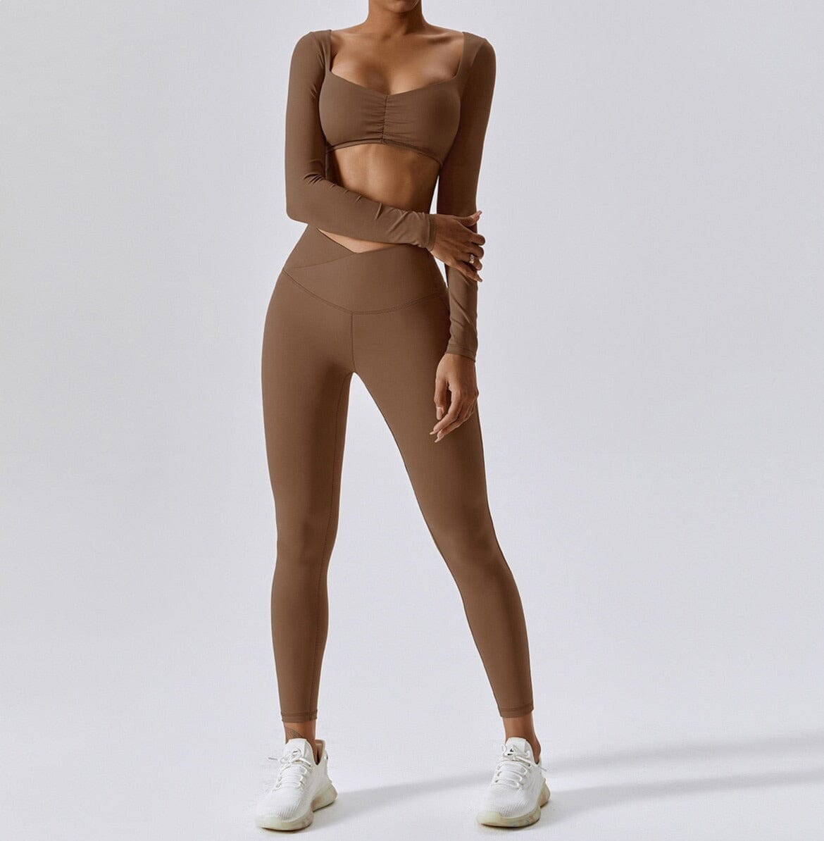 Goddess Shirt Gym Set - Leggings + Top Sets Starlethics Brown S 
