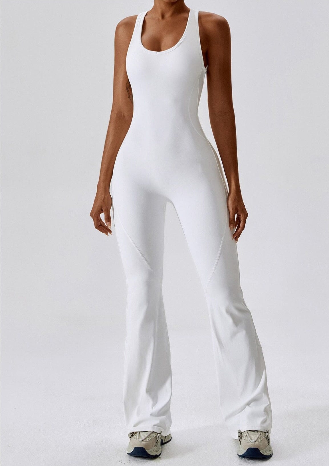 Flared Motion Backless Bodysuit Jumpsuit Starlethics Swan White S 