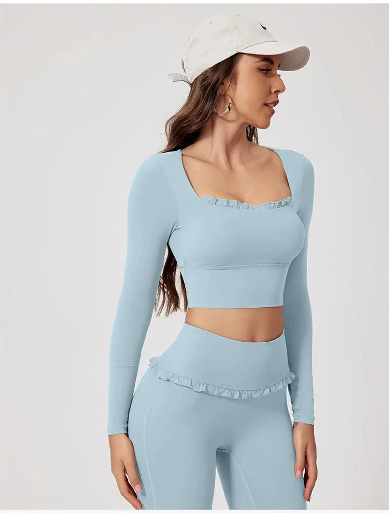 Frill Fit Long Sleeve Top Top Starlethics Light Blue S 
