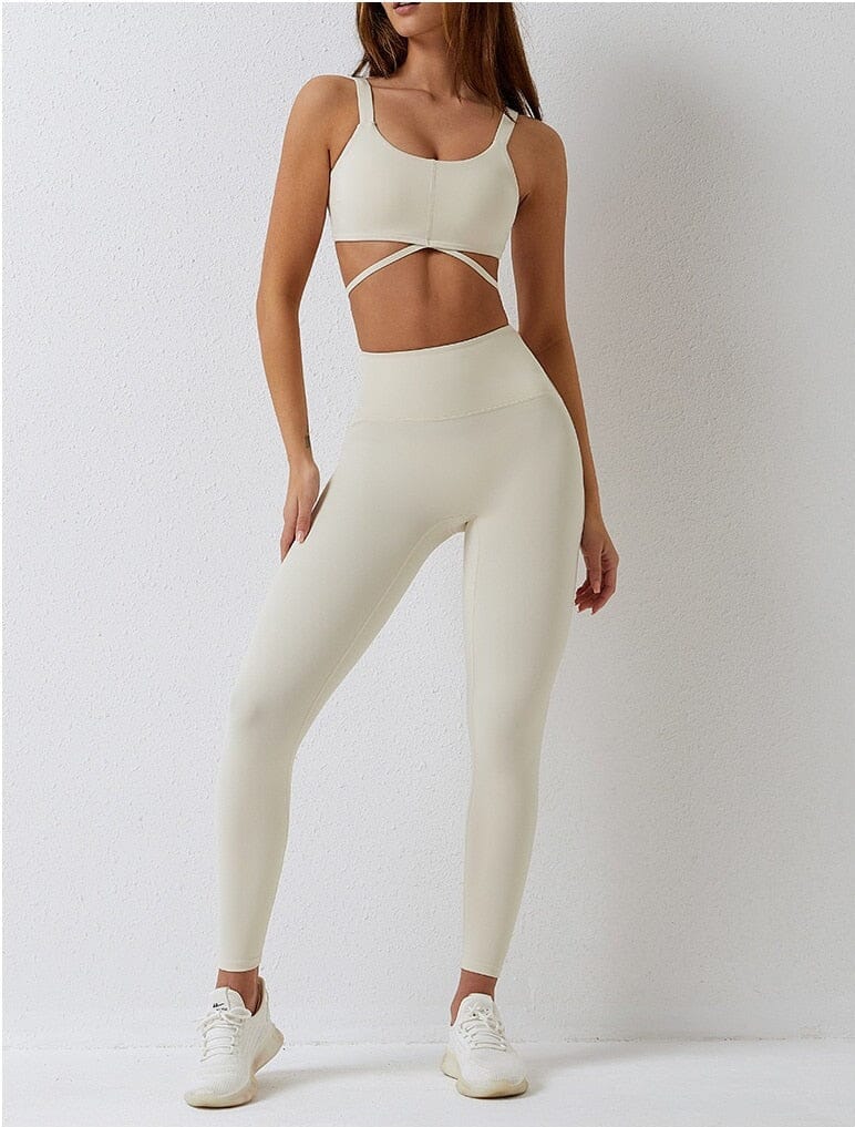 Fitness Flair Set - Leggings + Top Sets Starlethics Khaki S 