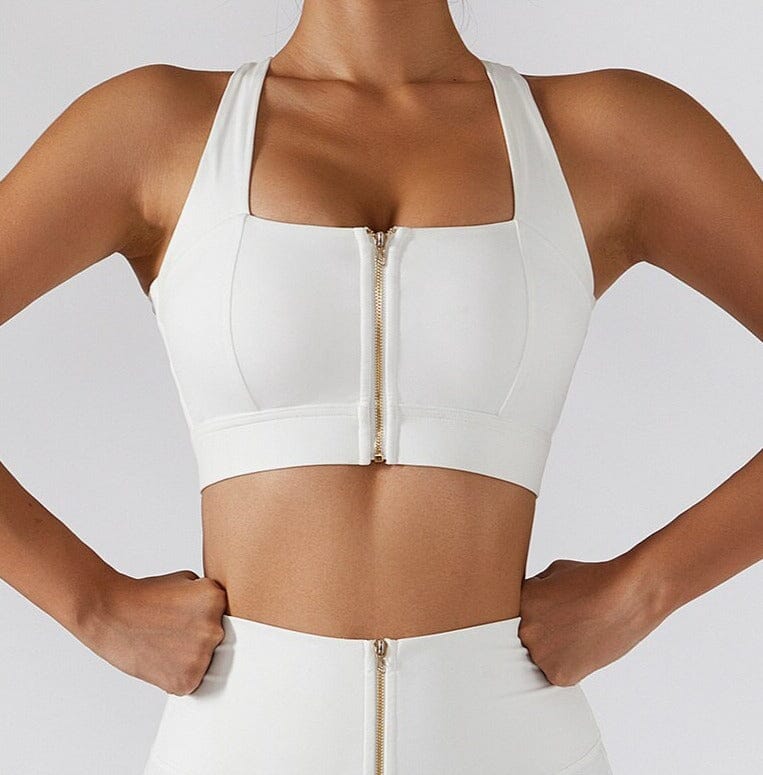 Pure Sculpt Zipper Bra Sports Bra Starlethics Swan White S 