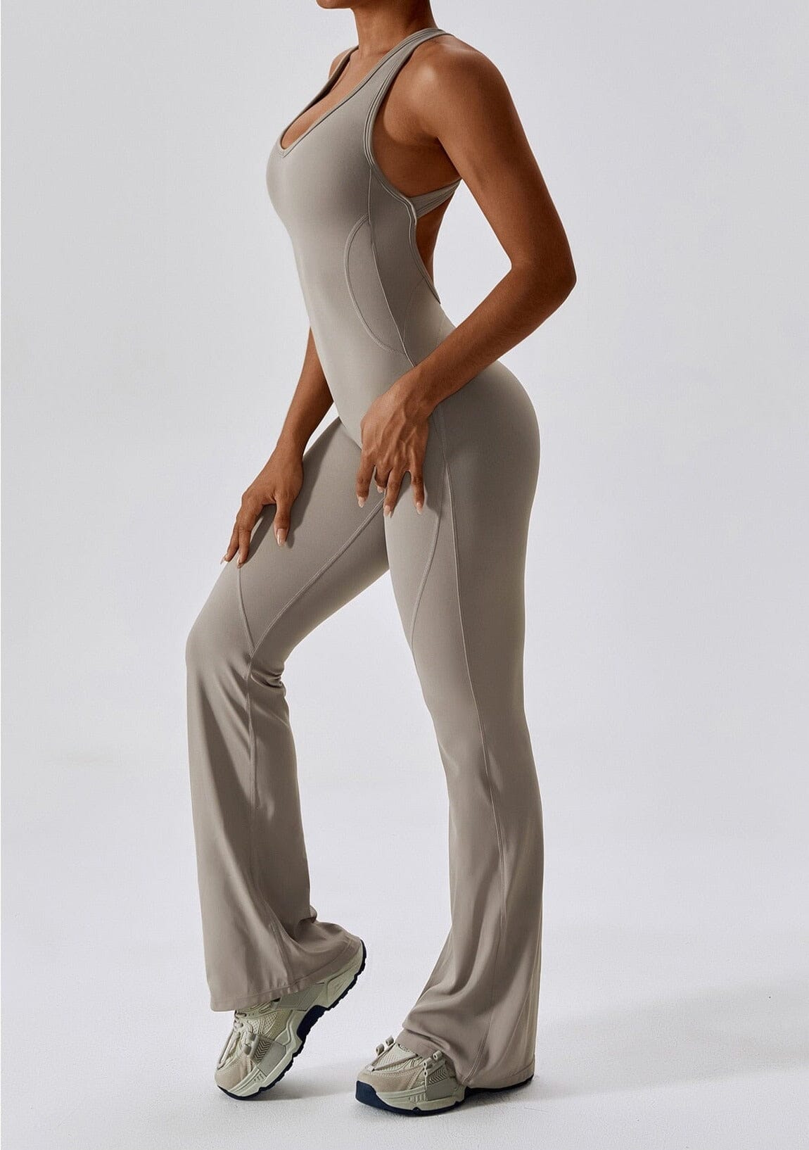 Flared Motion Backless Bodysuit Jumpsuit Starlethics 