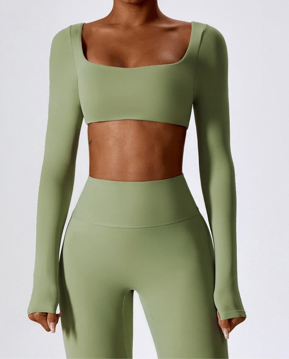 Venture Long Sleeve Crop Top Top Starlethics Bean Green S 