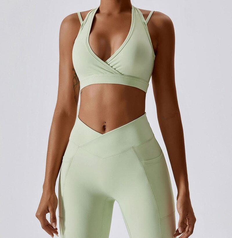 Asymmetrical Yoga Set - Leggings + Top Sets Starlethics Bean Green S 