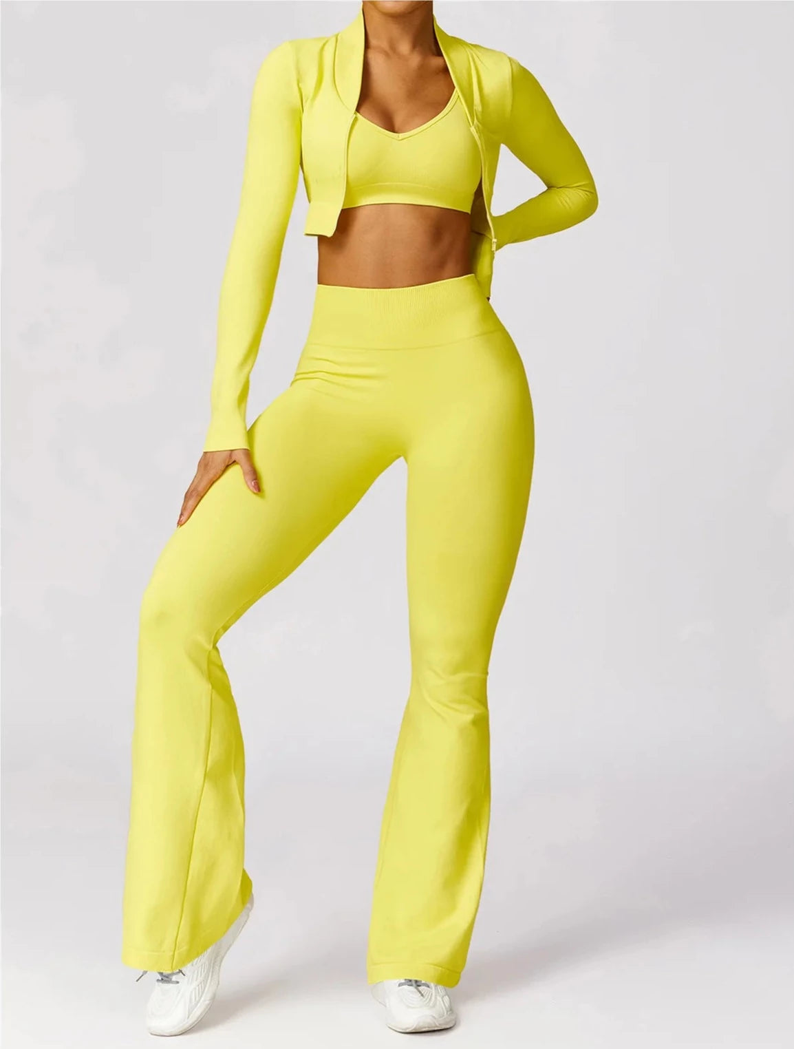 Seamless Serenity Flare Set - Leggings + Jacket Sets Starlethics Yellow S 