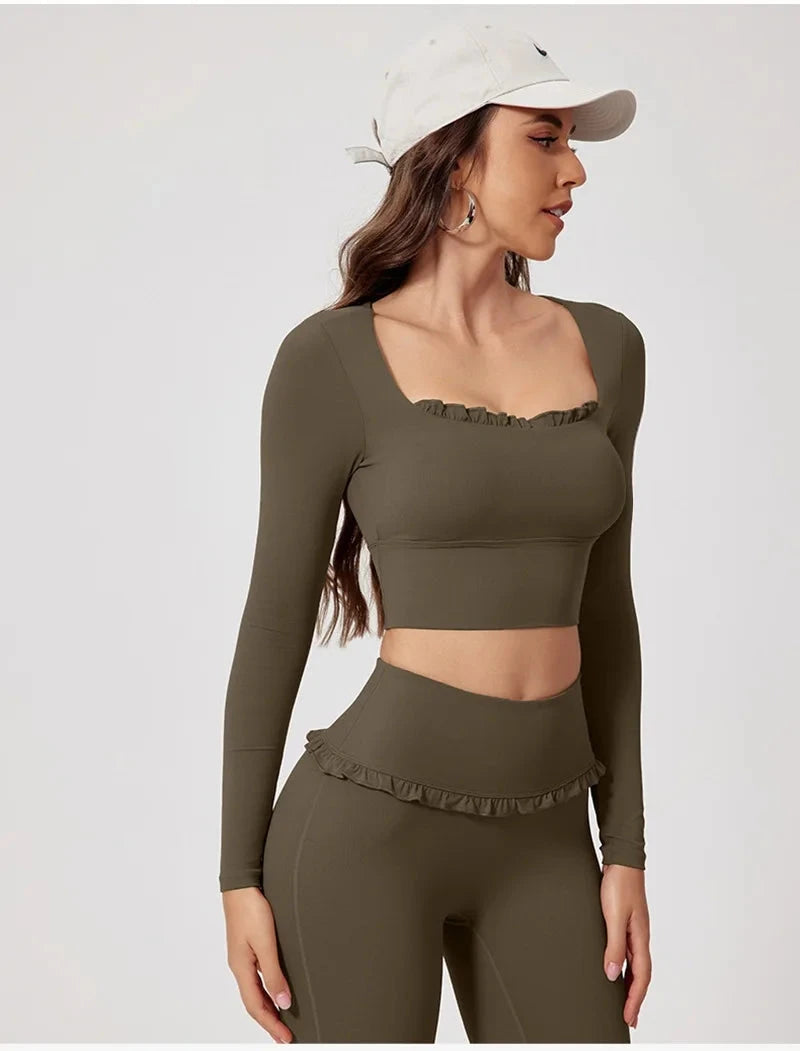 Frill Fit Long Sleeve Top Top Starlethics Army Green S 