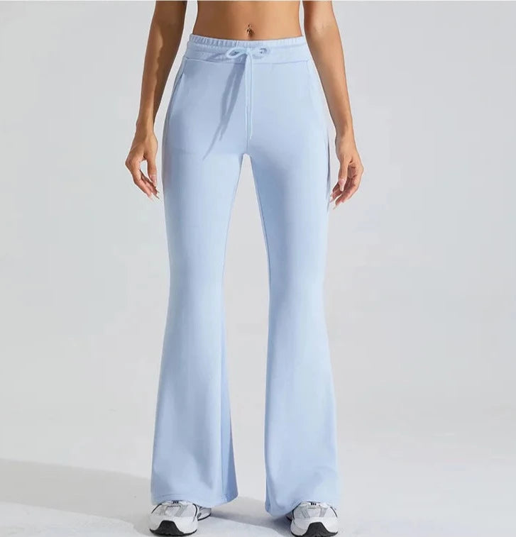 Vibe Drawstring Flare Pants Leggings Starlethics Light Blue S 