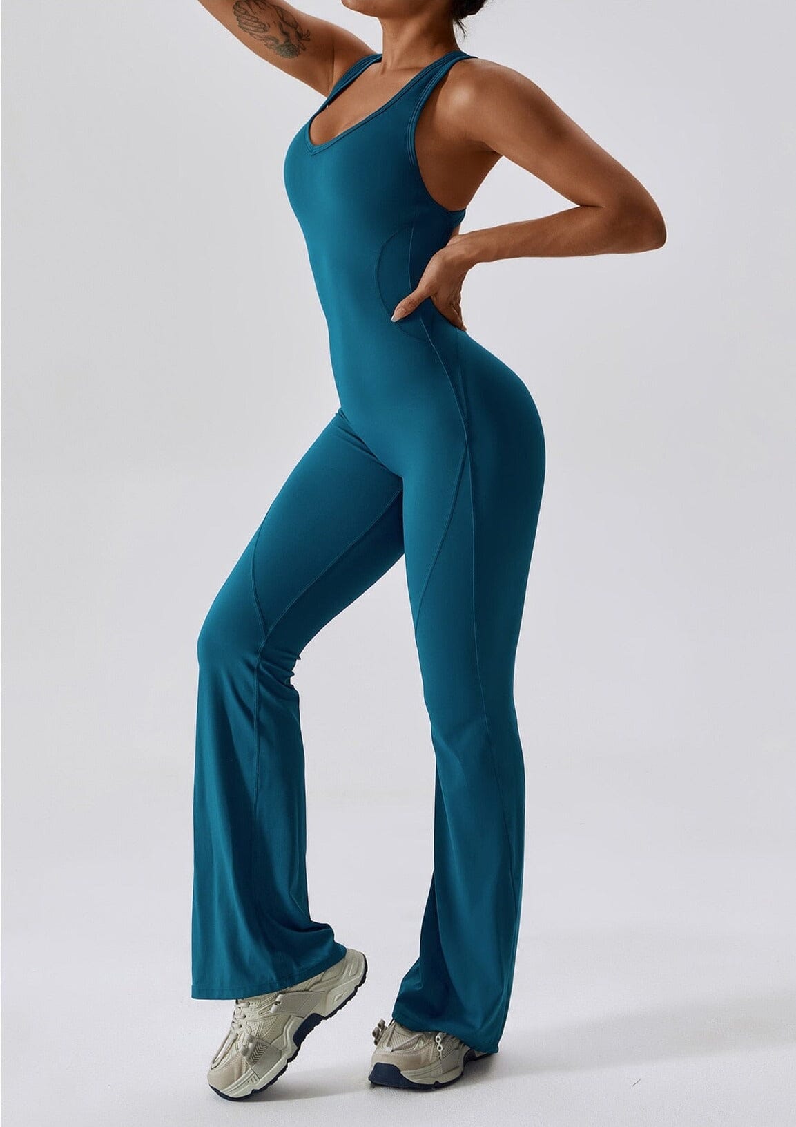 Flared Motion Backless Bodysuit Jumpsuit Starlethics 