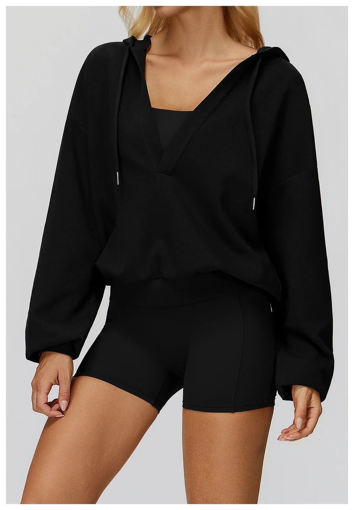 V Neck Hoodie Hoodies & Jackets Starlethics Super Black S 