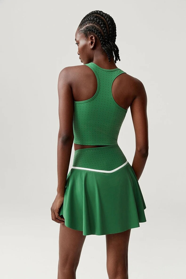 Wave Flow Tennis Set - Top & Skirt Sets Starlethics Emerald Green S China Mainland