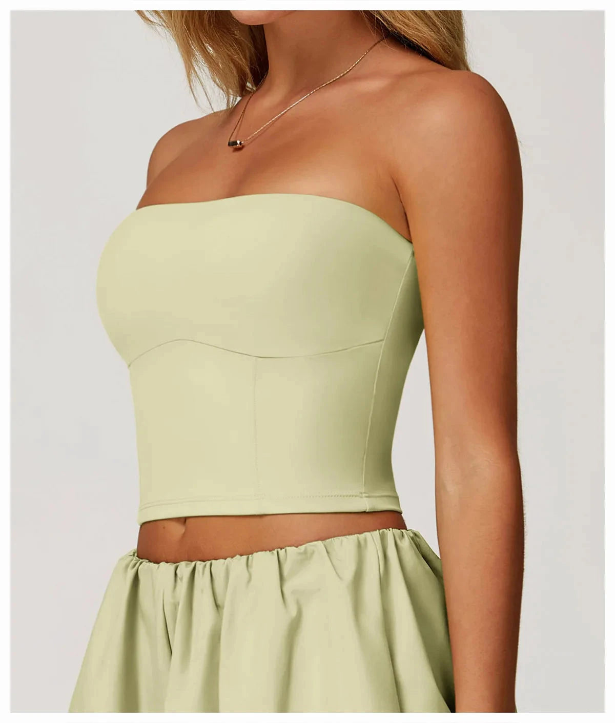 AeroSculpt Strapless Crop Top Top Starlethics Mustard Green S 