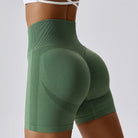 36.0Frauen Shorts Nahtlose Sport Shorts Radfahren Jogging Fitness Hohe Taille Push-Up Gym Shorts Leggings Yoga Kleidung Starlethics Green M 