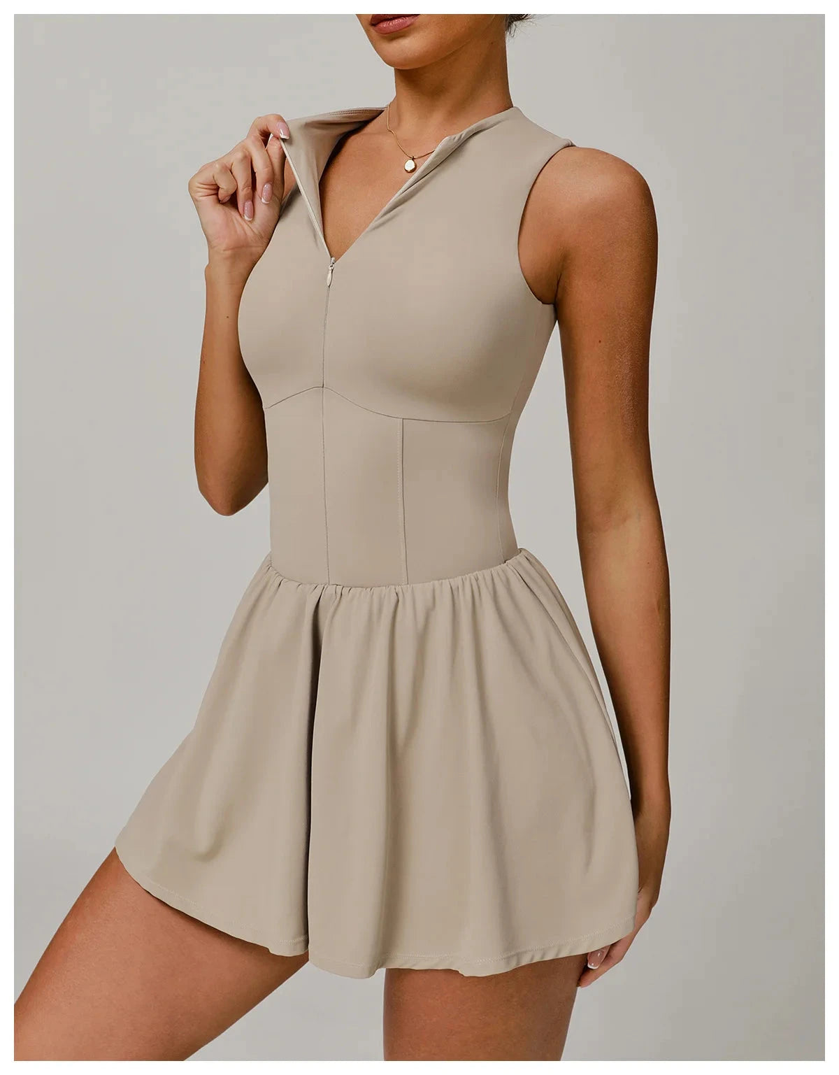 Cut Line Zipper Bodysuit Dress Jumpsuit Starlethics 