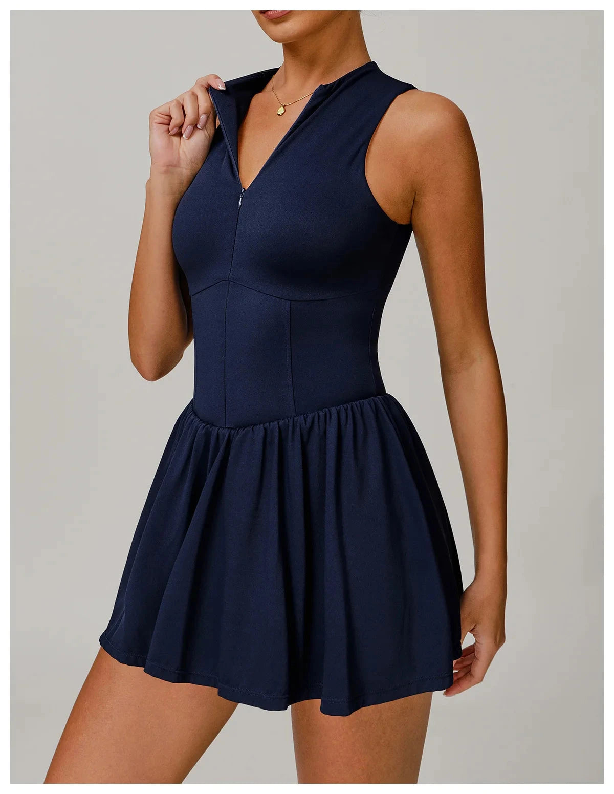 Cut Line Zipper Bodysuit Dress Jumpsuit Starlethics 