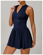 Cut Line Zipper Bodysuit Dress Jumpsuit Starlethics 