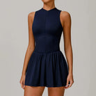 Cut Line Zipper Bodysuit Dress Jumpsuit Starlethics Badge Blue S 