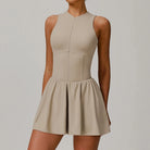 Cut Line Zipper Bodysuit Dress Jumpsuit Starlethics Linen S 