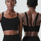 2. Frauen Fitness Yoga BH butter weich sexy Rücken Fitness studio Crop Top Mode Patchwork Running Top atmungsaktive schnell trocknende Sport unterwäsche Starlethics Black XL CHINA