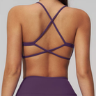 Elara Cross-Back Bra in Dark Purple back view