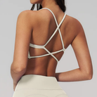Elara Cross-Back Bra in Light Apricot back view