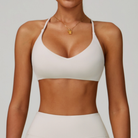 Elara Cross-Back Bra in Light Apricot front view