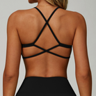 Elara Cross-Back Bra in Premium Black back view