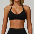Elara Cross-Back Bra in Premium Black front view