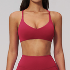Elara Cross-Back Bra in Red Cherry front view