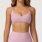Elara Cross-Back Bra in Rose Purple front view